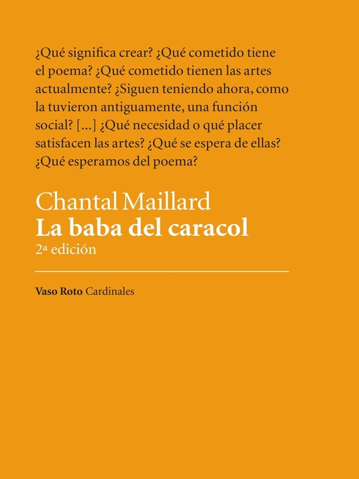 Title details for La baba del caracol by Chantal Maillard - Available